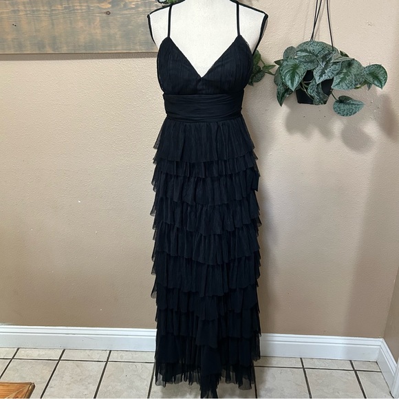 Lulus Radiant Event Black Mesh Tiered Pleated Backless Maxi Dress - Picture 2 of 10
